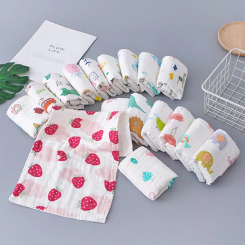 Муслиновые полотенца для новорожденных хлопковые носовые платки с принтом