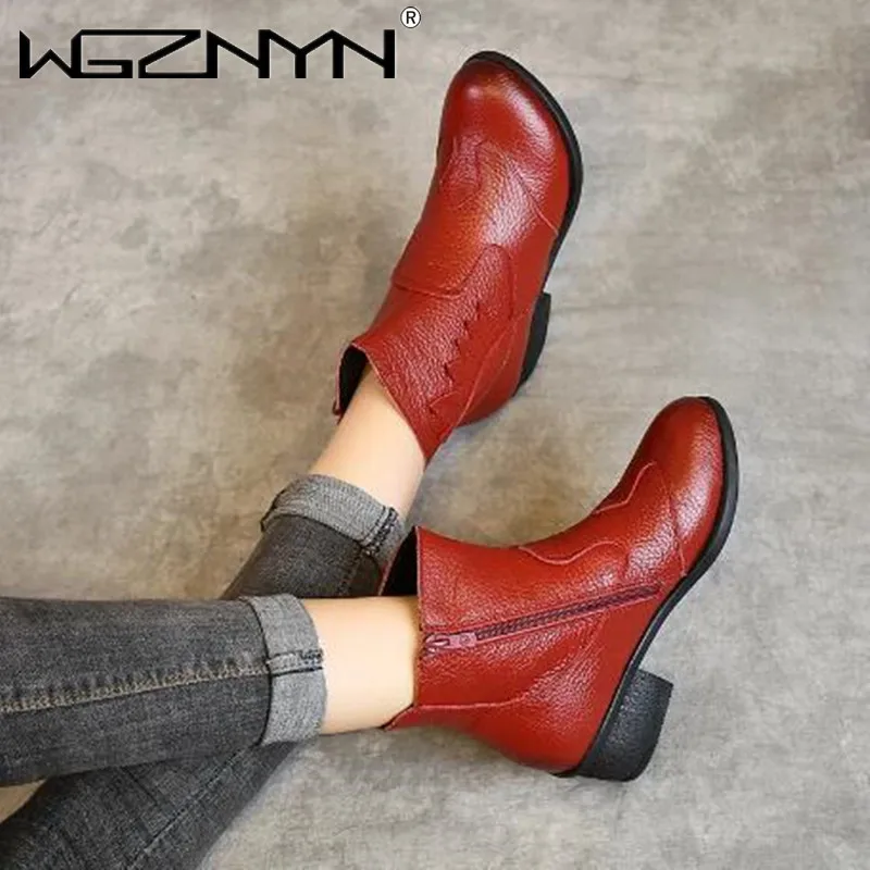 

Ботильоны женские из натуральной кожи, на платформе, Осень-зима