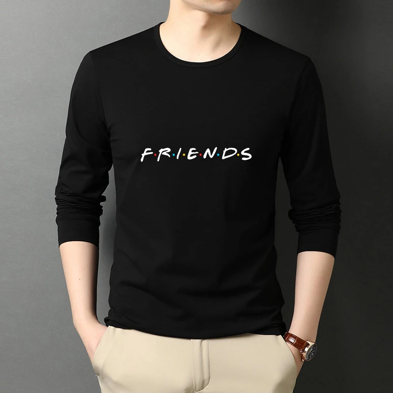 Central Perk Coffee Friends 100% Cotton T Shirt Men Casual O-neck Long Sleeved Mens Tshirts Autumn Boys T-shirt Male Tops Tees