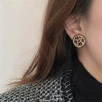 timeonly vintage arcylic leopard circle stud earring for women ladies unique design buttons earrings korean fashion jewellery