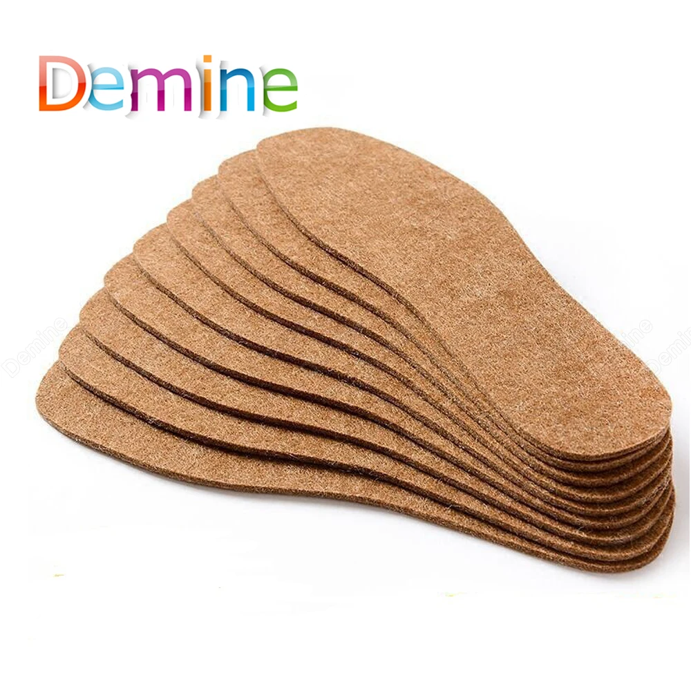 Зимние теплые стельки Demine шерстяные фетровые термостельки для обуви с защитой от