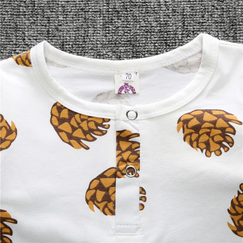 Летняя одежда для новорожденных мальчиков с принтом сосновых конусов боди