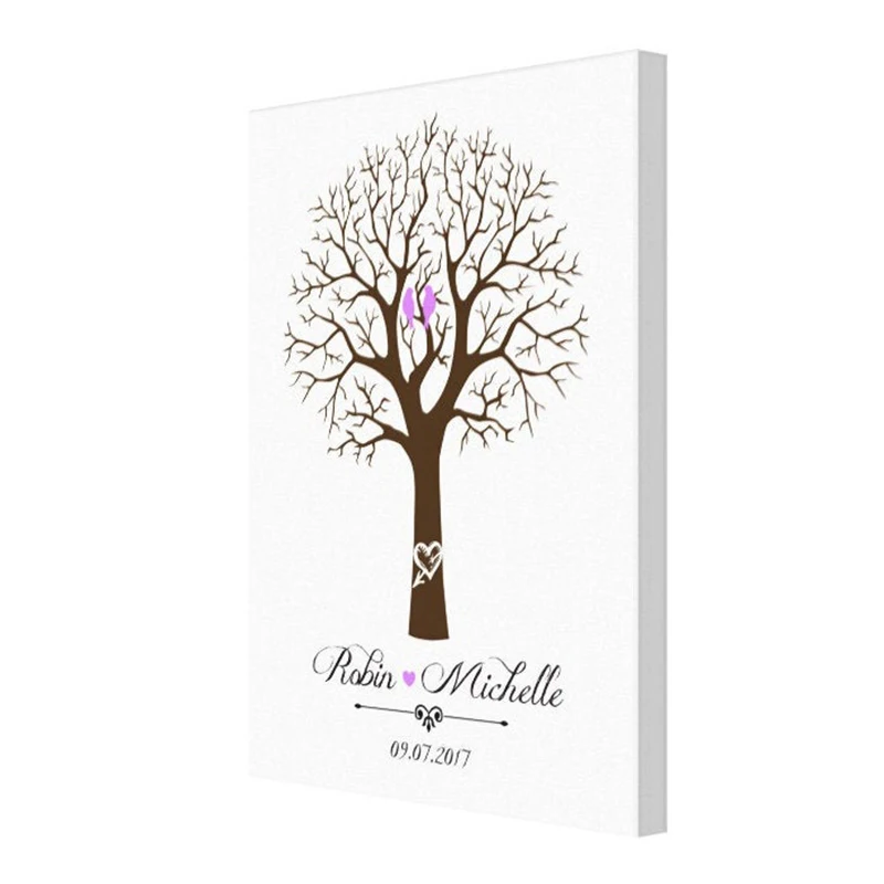 Отпечаток отпечатка пальца дерева на заказ гостевая книга свадебного свадебный