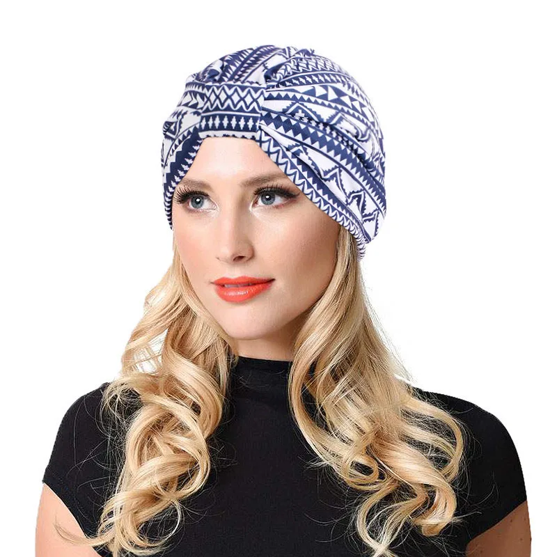 

Bohemian Style Cotton Floral Print Turban Hat Headband Wrap Chemo Bandana Indian Cap Headwrap for Cancer Chemotherapy Headwear