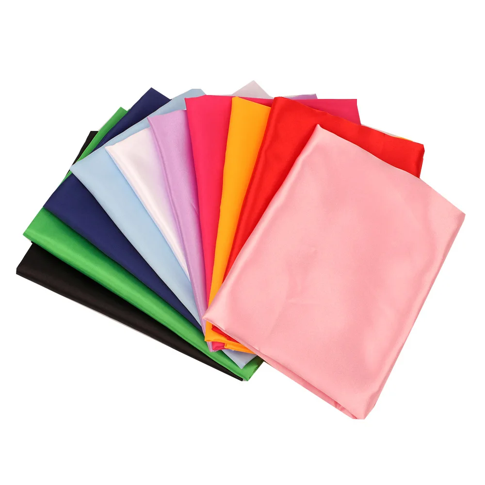 

Polyester Satin Fabric Pure Color Cloth By The Yard For Gift Box Lining Curtains Dress DIY Handmde Sewing Material 90*145cm