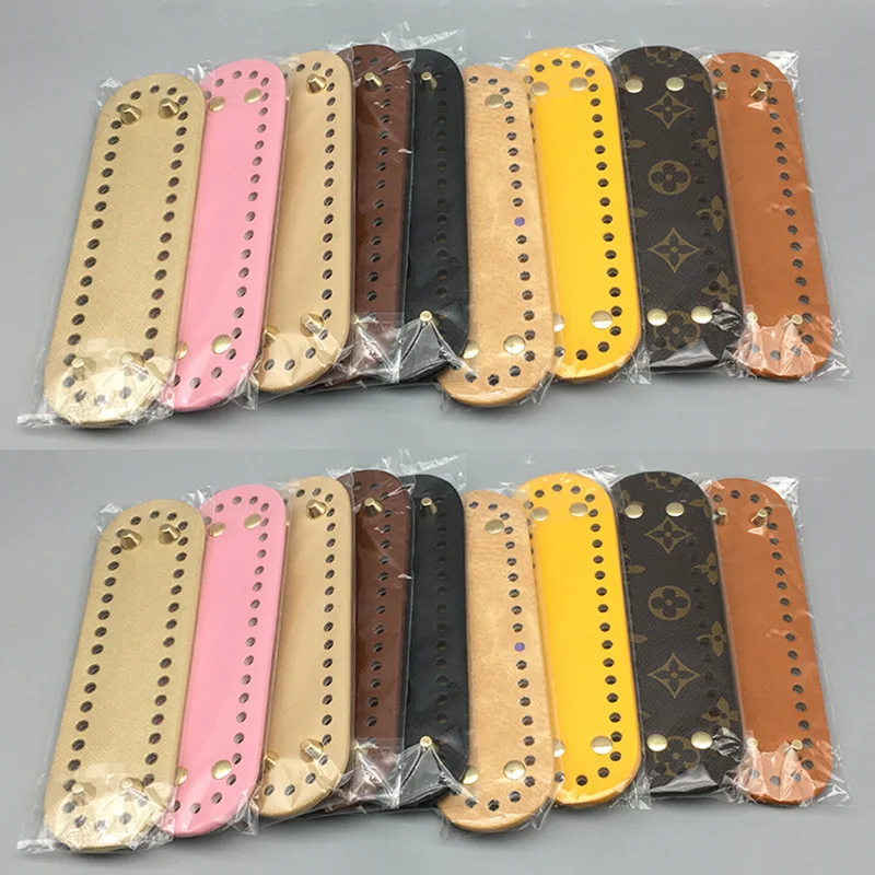 18*5cm Oval Long Bottom For Knitted Bag Pu Leather Bag Accessories Handmade Bottom With 38 Holes Diy Crochet Bag Bottom Bag Part