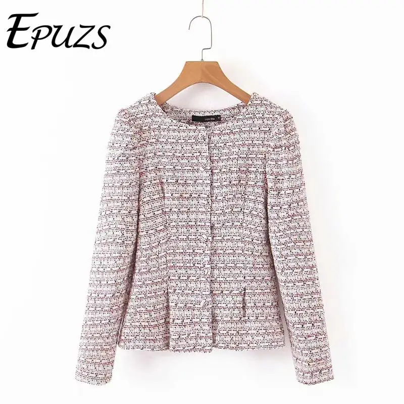 Милый твидовый блейзер с круглым вырезом пальто женские блейзеры и куртки
