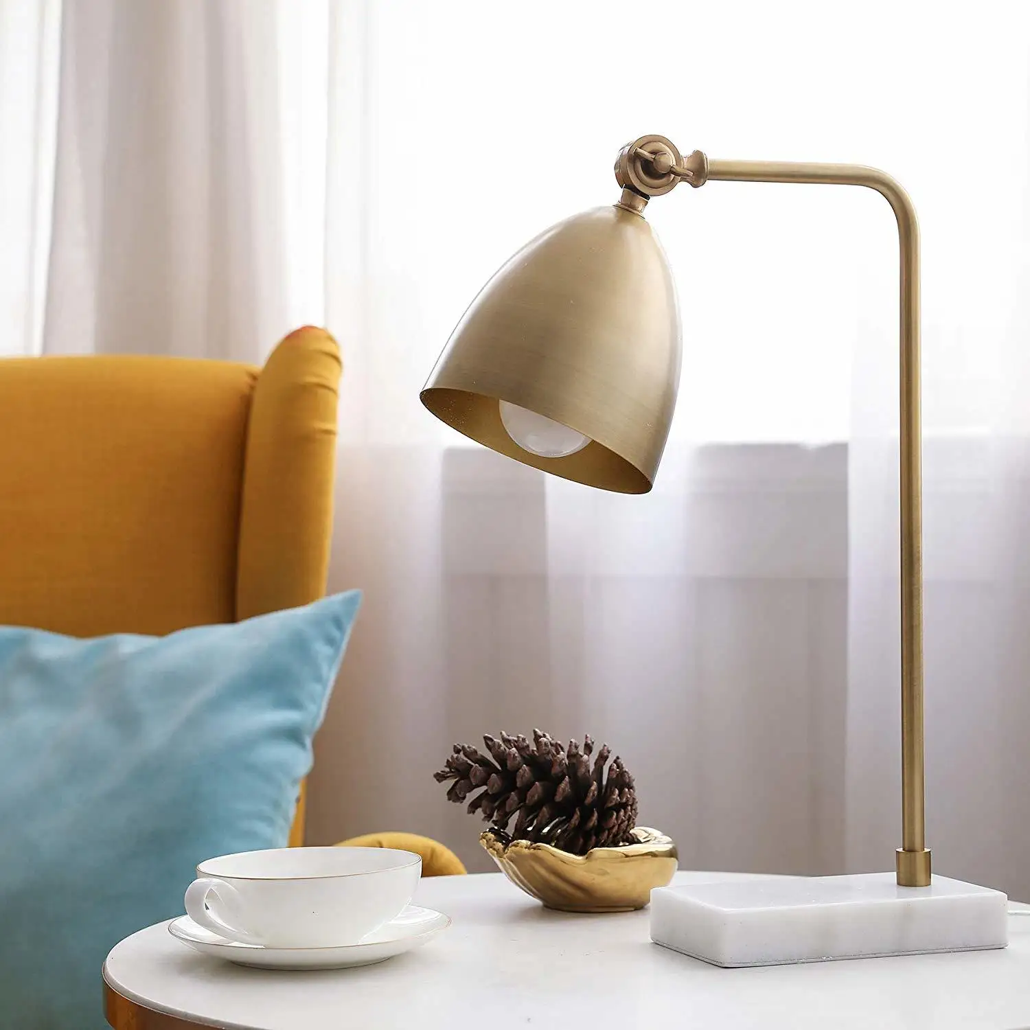 Золотые настольные лампы с мраморным основанием регулируемый металлический