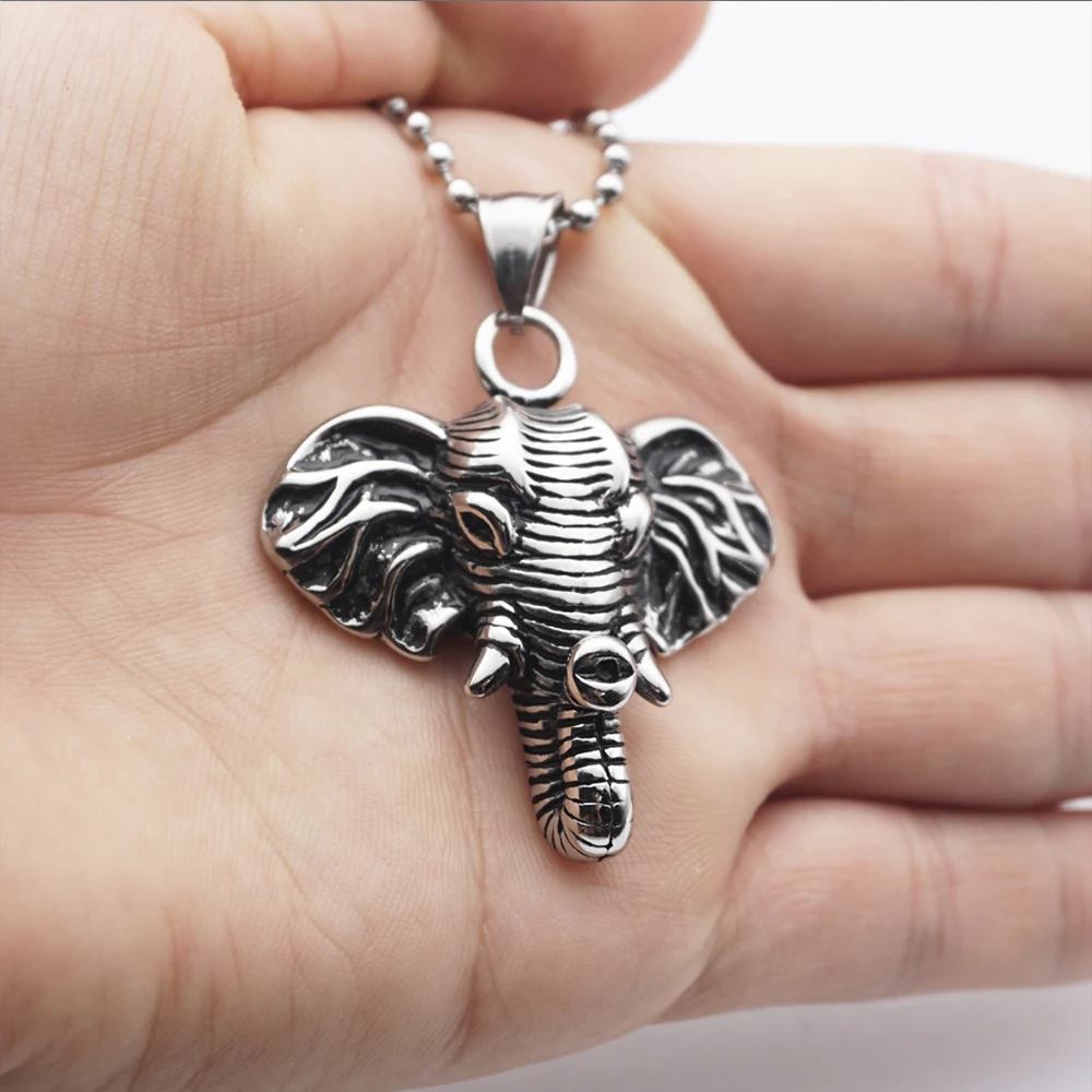 

Винтажное Женское Ожерелье для мужчин, Простой Панк-Байкерский кулон в виде головы слона, модные ювелирные изделия, подарки, оптовая продаж...