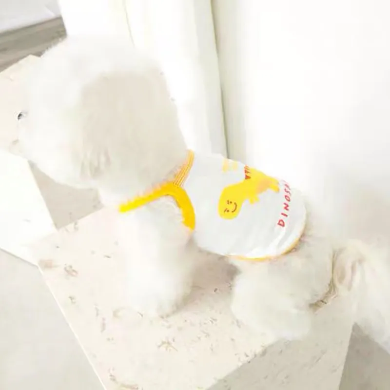 

Summer Pet Dog clothes Cartoon Dinosaur Pattern Dog Vest Cute Cotton Dog Shirt For Puppy Dog Costume Chihuahua For Small Dogs