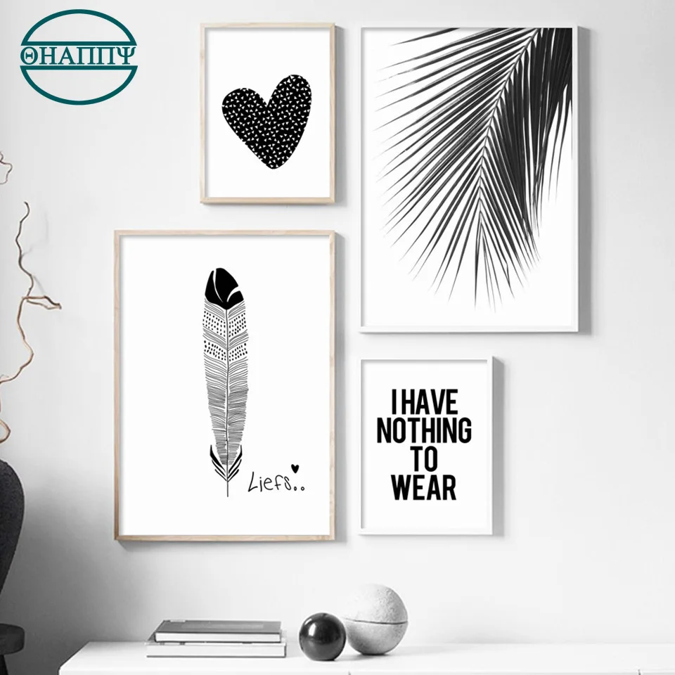 

Modern minimalist black and white Wall Art Canvas Painting Plant Nursery Poster For Living Room Wall Pictures Unframed