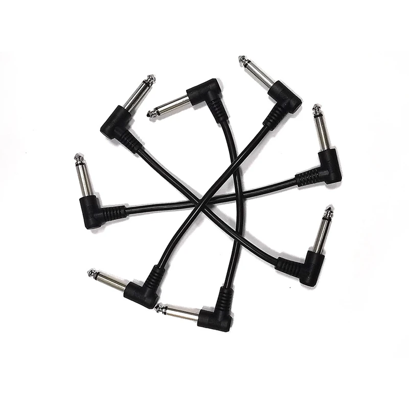 

6PCS 3 Inch Guitar Patch Cables, Black Guitar Pedal Cable Effect Cable Cord, 1/4 Inch TS Right Angle Guitar Patch Cable