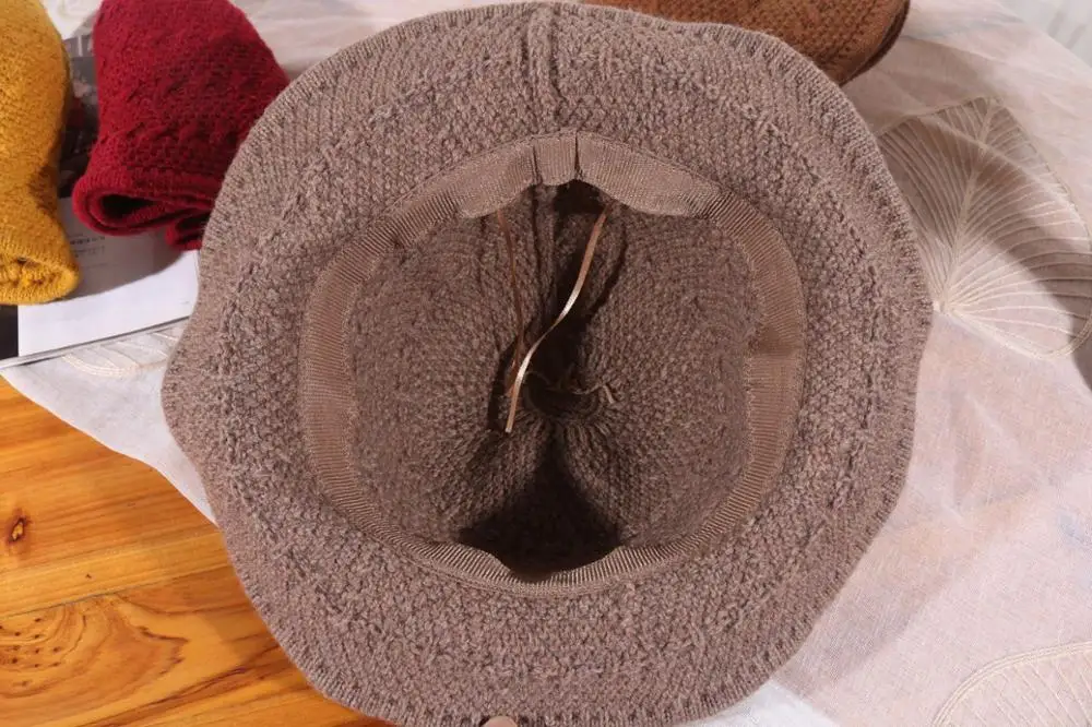 Однотонная вязаная Панама японская Корейская стильная зимняя шапка для рыбалки