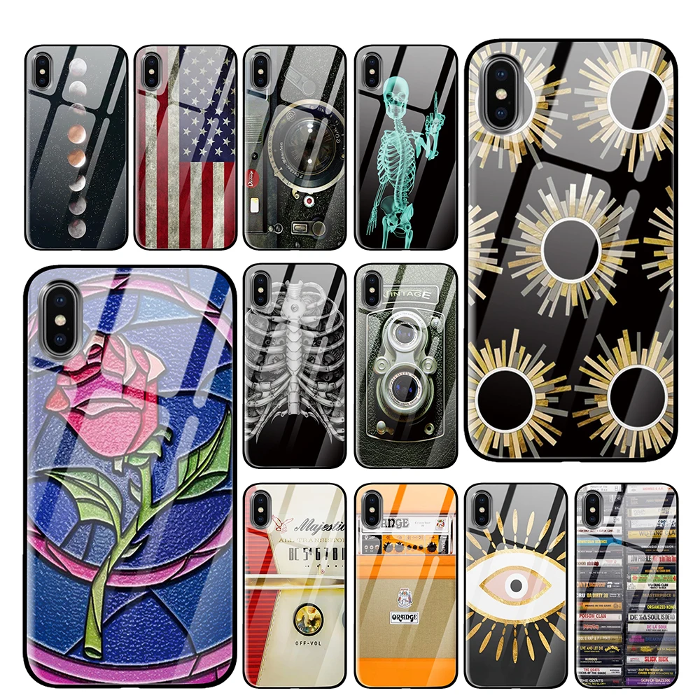 Ржавая старинная камера роскошный чехол из закаленного стекла для iPhone 5 5S 6 6s 7 8 Plus
