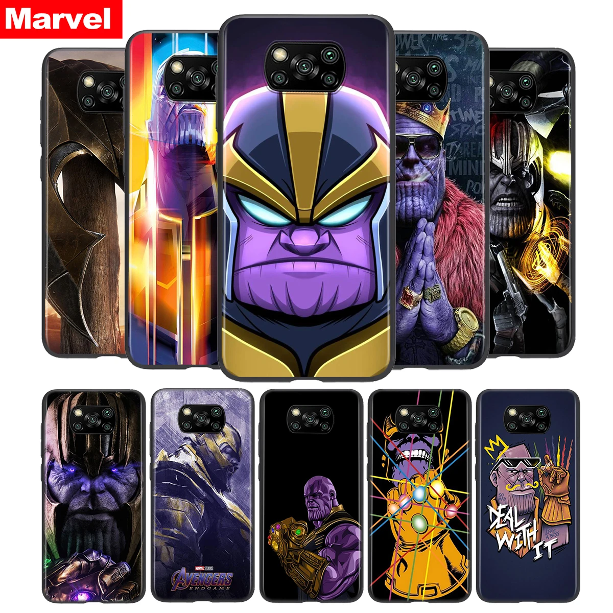 

Marvel Thanos For Xiaomi POCO F3 F2 F1 M3 M2 C3 X3 X2 NFC Pro Play Mix 3 A3 A2 A1 6 5 CC9 lite Soft Phone Case