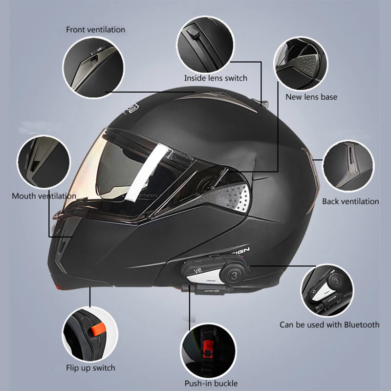 Мотоциклетный шлем с двойным козырьком мужской шумоподавлением гоночный