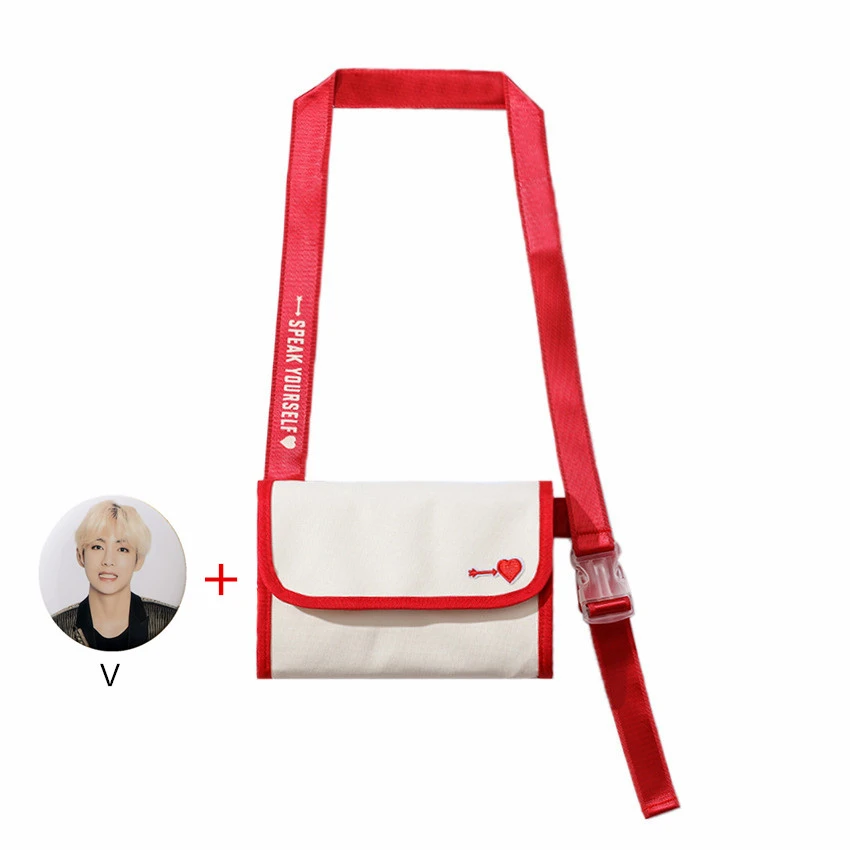 badgeV-bags Kpop Bangtan металлическая брошь значок Япония поле же пункт FC ограниченная посылка Сумки На Плечо белая тканевая сумка макияж портмоне - Цвет: badgeV-bags