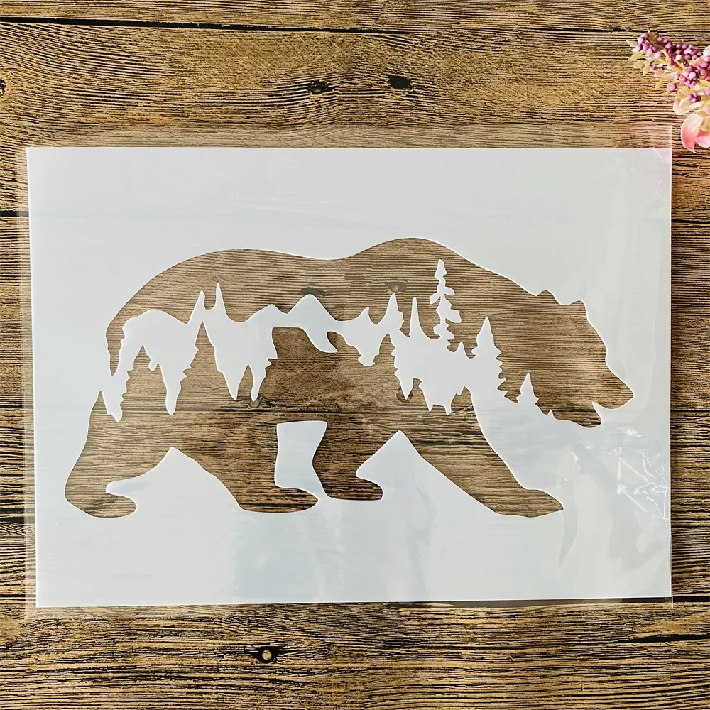 

A4 29cm Forrest Bear Tree DIY Layering Stencils Wall Painting Scrapbook Coloring Embossing Album Decorative Template