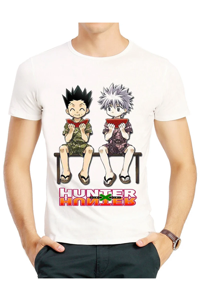 Футболка HUNTER X Cosplay с принтом Гон Фриксс, Киллуа Золдик и Курапика, короткие рукава, летняя.
