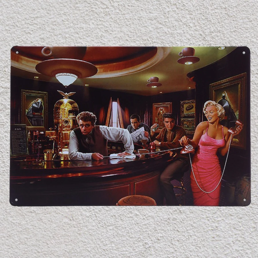 Элвис Пресли Монро Джеймс Дин Голливуд снукер оловянные таблички знаки