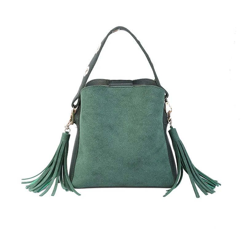 

Women leather Bucket Bag Vintage Tassel Messenger Bags large capacity Retro Shoulder Crossbody Totes