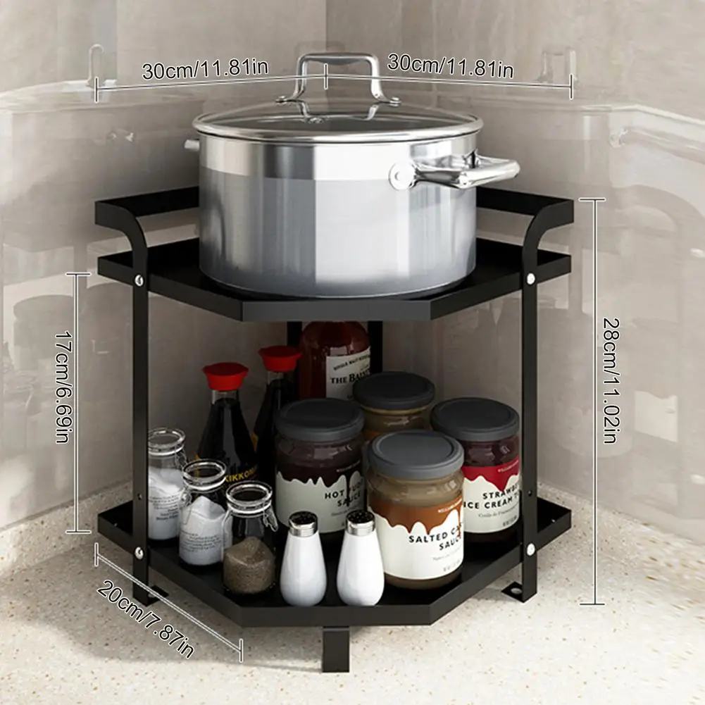

Kitchen Corner Rack Storage Rack Rotating Storage Shelf Seasoning Storage Box Kitchen Spice Organizer Rack Kitchen Accessories