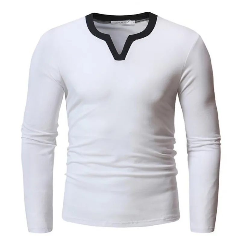 

ZNG 2020 New Fashion Brand Men Clothes Solid Color Long Sleeve Slim Fit T-Shirt Men Soft Cotton T-Shirt Casual V-Neck Shirts
