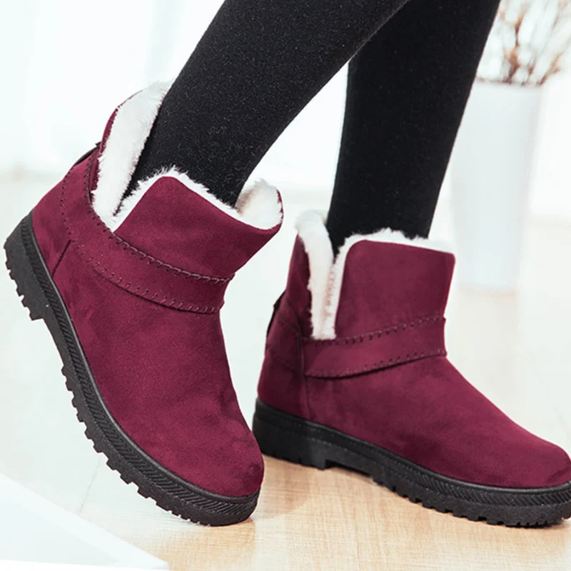 

Ботинки женские зимние на плоской подошве, х/б, большие размеры