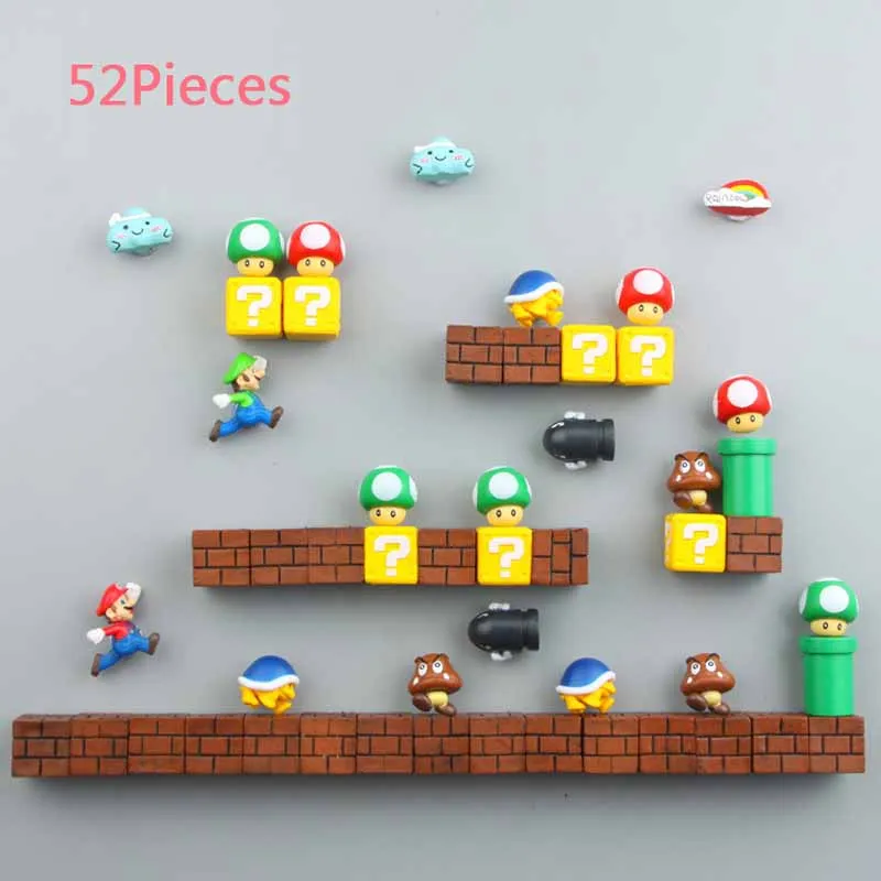 52 Combinations 3D Super Mario Bros. Магниты на холодильник стикер сообщений смешные девочки мальчики для малышей детей студентов игрушки на день рождения - Цвет: 52 Combinations