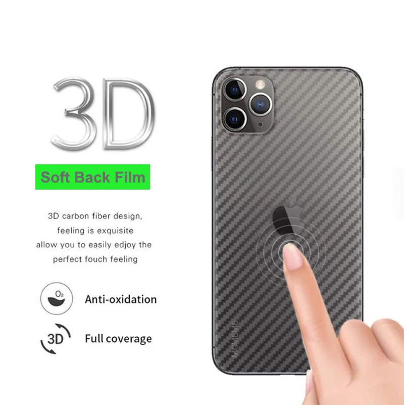 5 шт для задней панели iPhone 12 11 Pro MAX 3D углеродного волокна протектор экрана XS XR 6 7 8