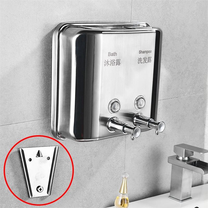 Liquid Soap Dispenser Black Stainless Steel Bathroom Shampoo Hand Wall Mounted Kitchen Bottle 1500ML | Обустройство дома