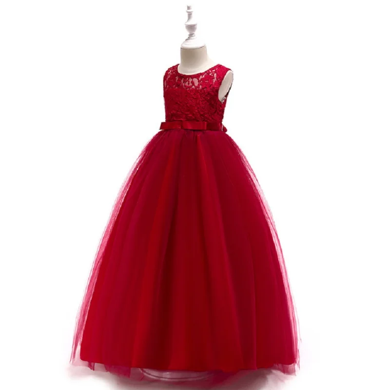 Кружевное платье с цветочным узором для девочек детское принцессы вышивкой