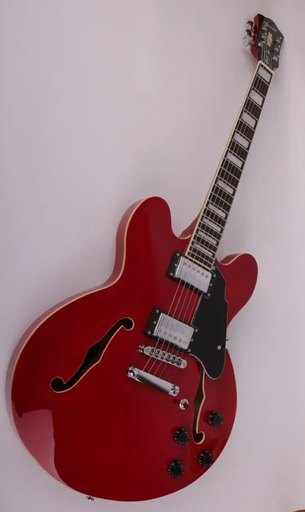 

Бесплатная доставка, новинка, превосходное качество, электрическая гитара jazz правая рука с красным f-образным отверстием