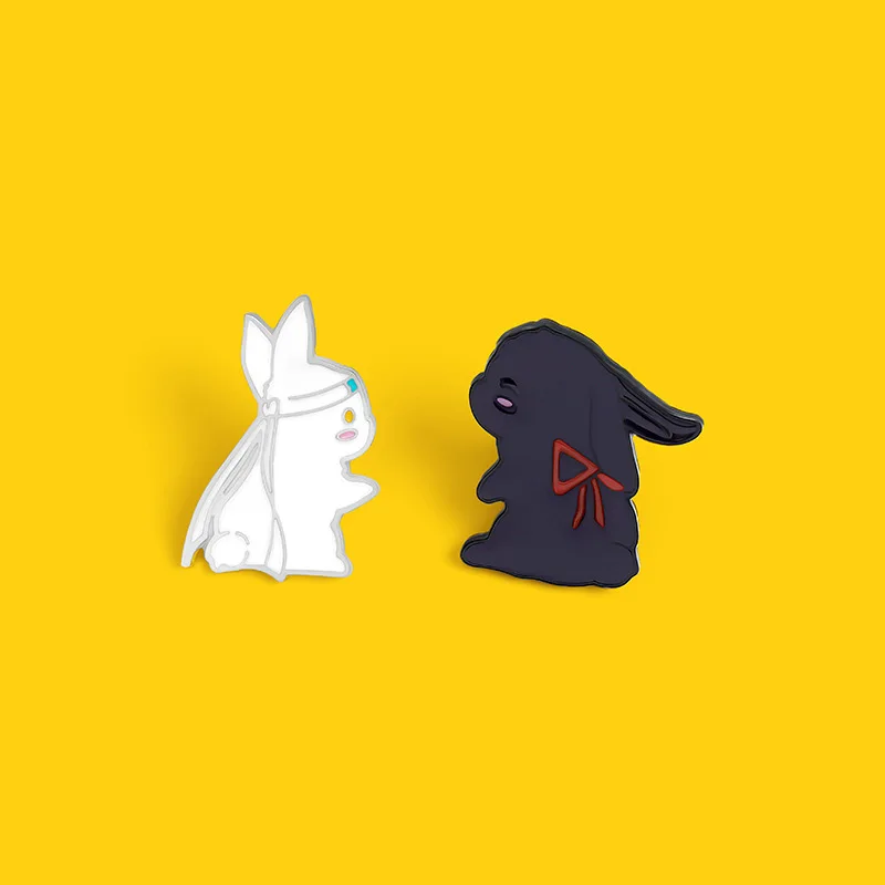 Металлический значок на лацкан милая мультяшная черная и белая брошь в виде
