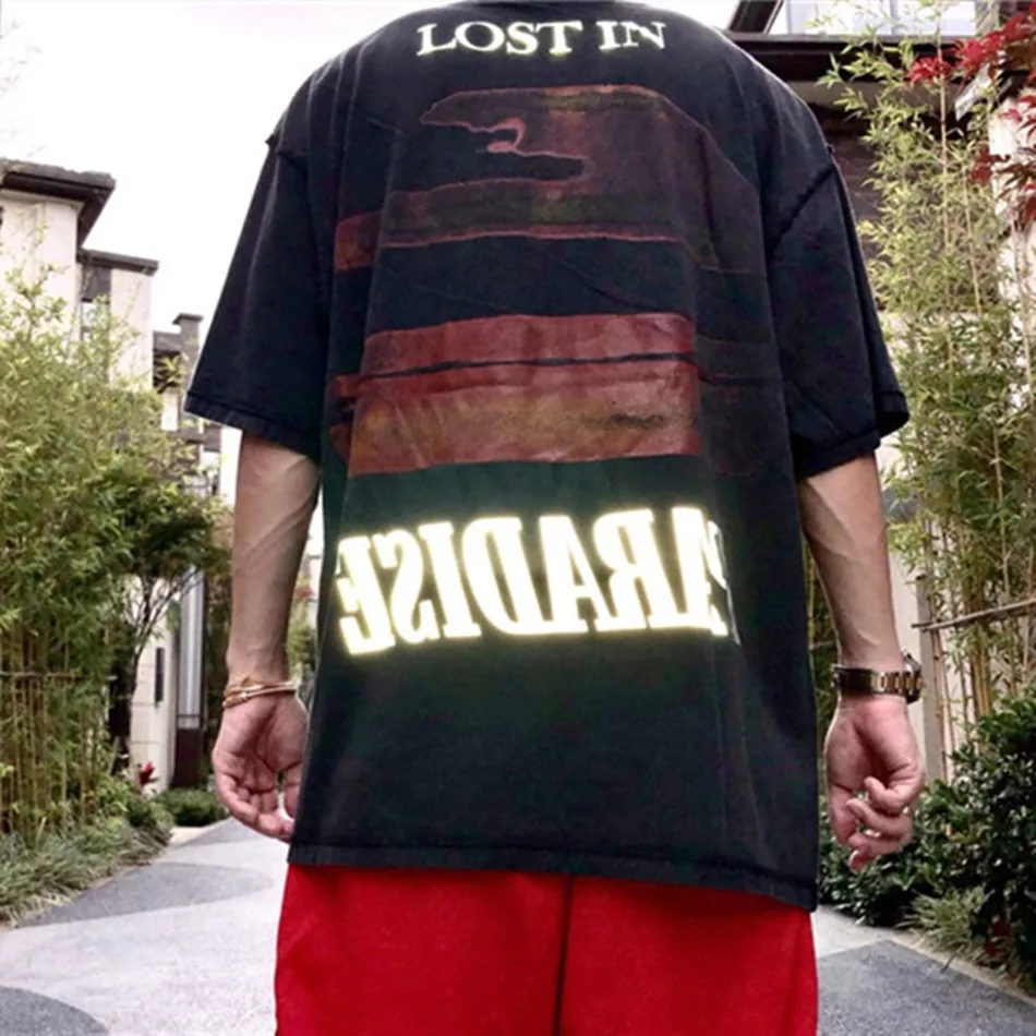 Светоотражающая Футболка Lost In Paradise Askyurself для мужчин и женщин Мужская Винтажная