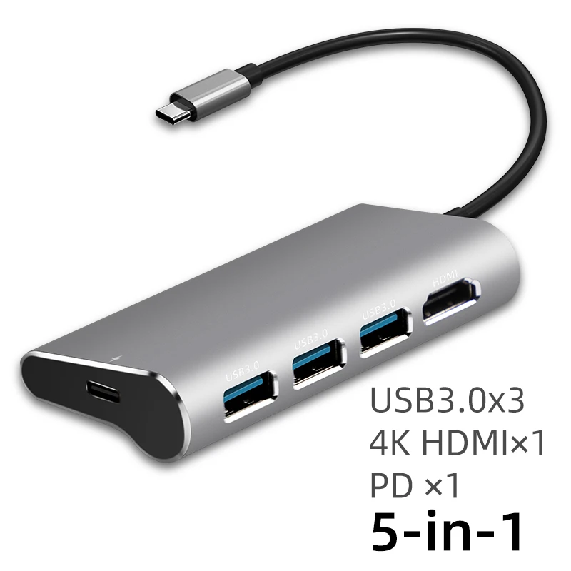 5-in-1 IHaitun USB концентратор C для нескольких USB 3,0 4K HDMI адаптер док-станция док станция для Macbook Pro type C PD VGA SD TF DC3.5 для huawei 30 samsung порт 3,1 - Цвет: 5-in-1