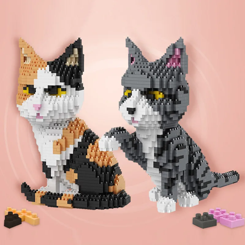 

1390PCS Animals Micro Blocks Pets Dogs Cats Figurine Cartoon Diamond Mini Building Kits Bricks Game For Children Educational Toy