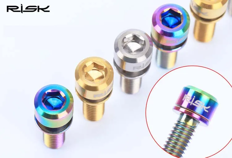 RISK M6*18/20 mm Titanium 4pcs/set MTB Road Bicycle Hydraulic Disc Brake fixed bolts Bike Crankset Fixed Screw | Спорт и развлечения