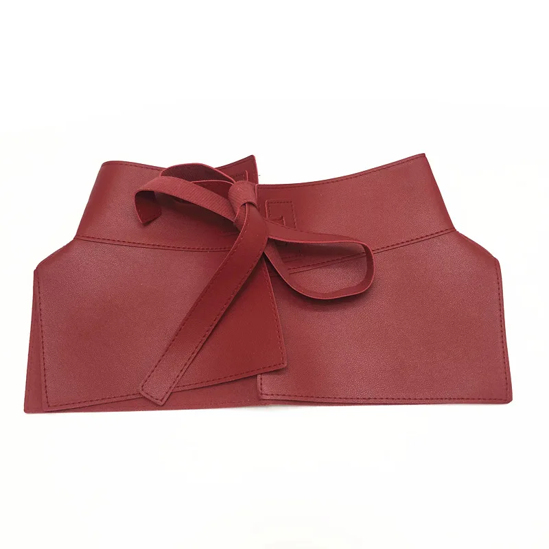 

Irregular Bow Waist Belt DIY Female Dresses Skirt Waistband Solid Color Extra Wide Belt Corset Belt PU Leather Waist Belt