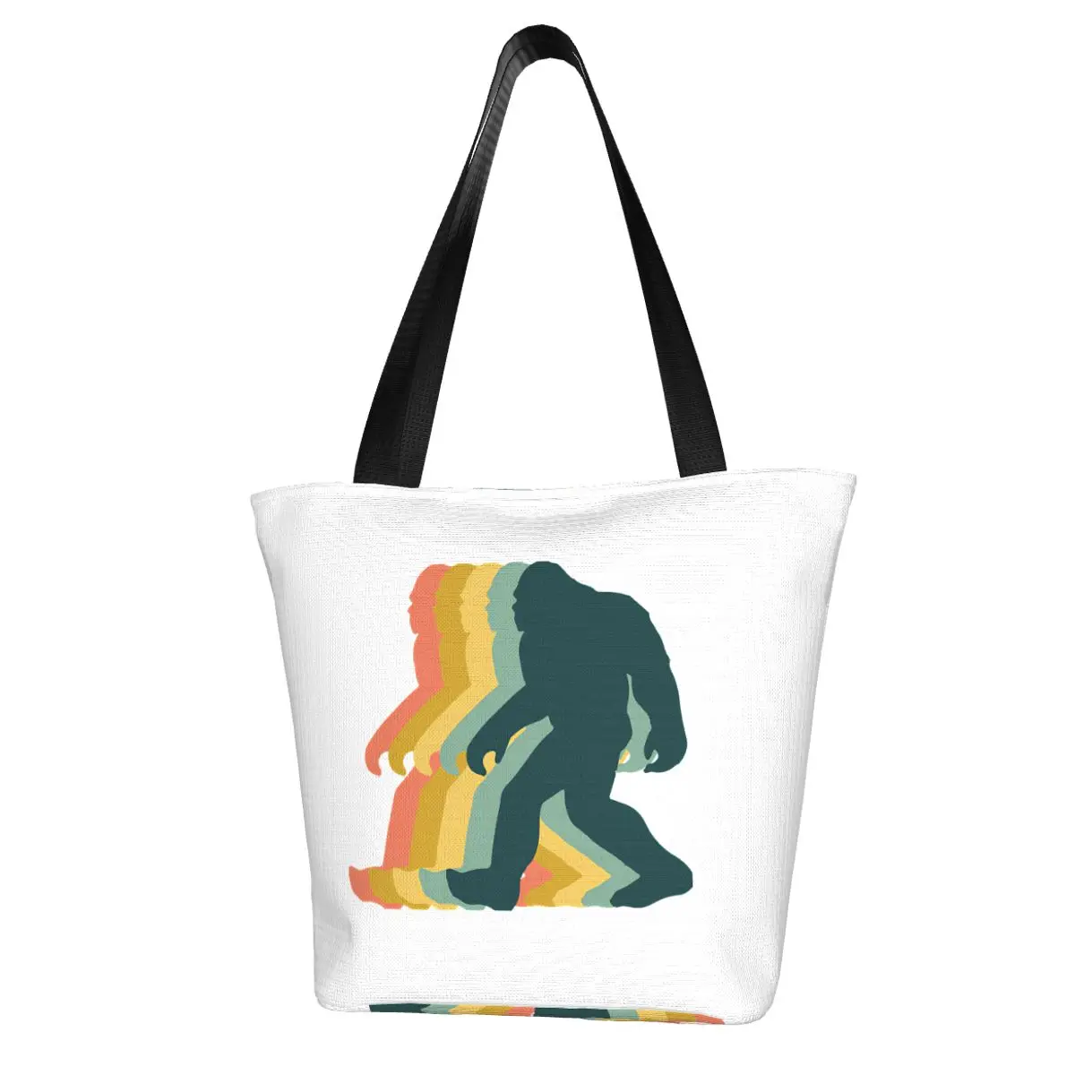 Bigfoot Retro Pop Art Colors Walking Sasquatch Shopping Bag Aesthetic Cloth Outdoor Handbag Female Fashion Bags