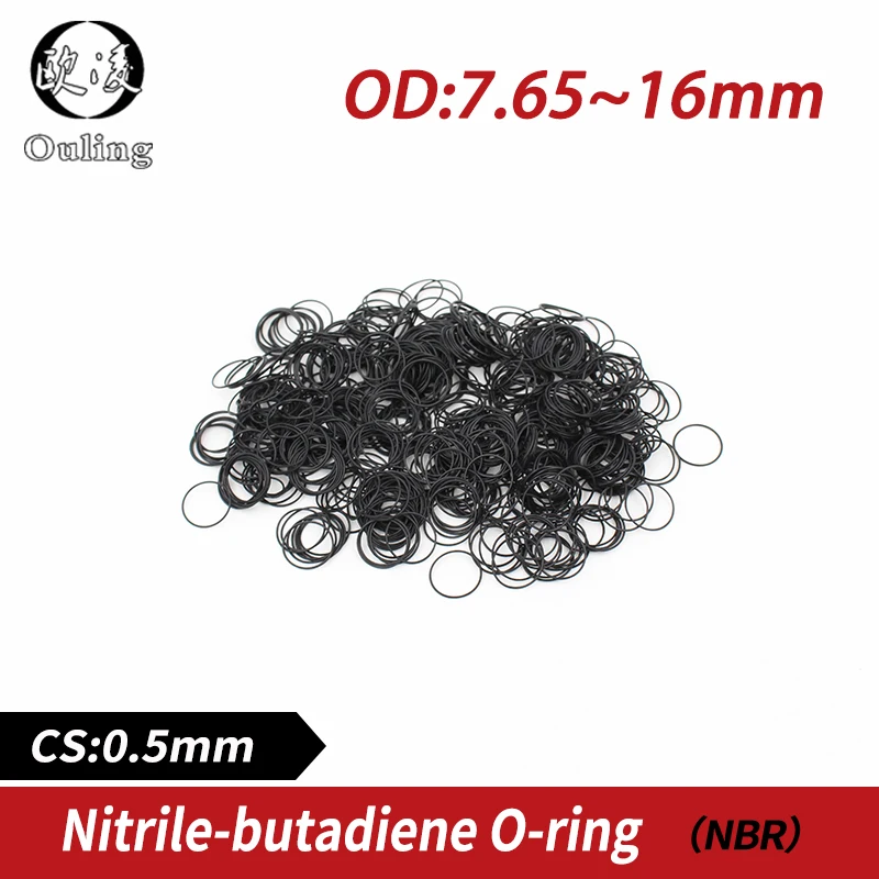 20PCS/lot Rubber Black NBR CS 0.5mm thickness OD7.65/8/9/10/11/12/13/14.5/16mm ORing Gasket watch waterproof Nitrilerubber oring |