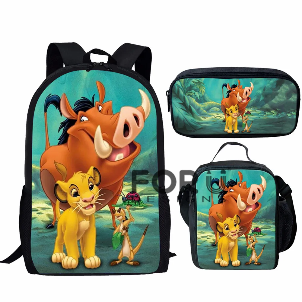 FORUDESIGNS Mochilas детский рюкзак Король Лев Сумка школьная книга сумки Simba принт