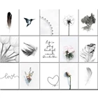 Настенная картина в скандинавском стиле, простой модульный постер с изображением пера, цветка, одуванчика, букв, для украшения гостиной