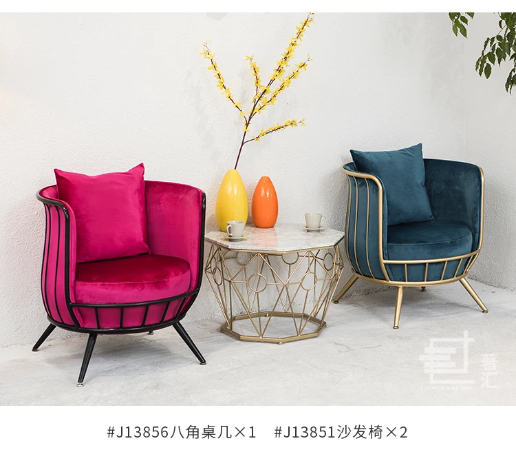 Одноместный стул из нордической ткани железная легкая Роскошная софа простая