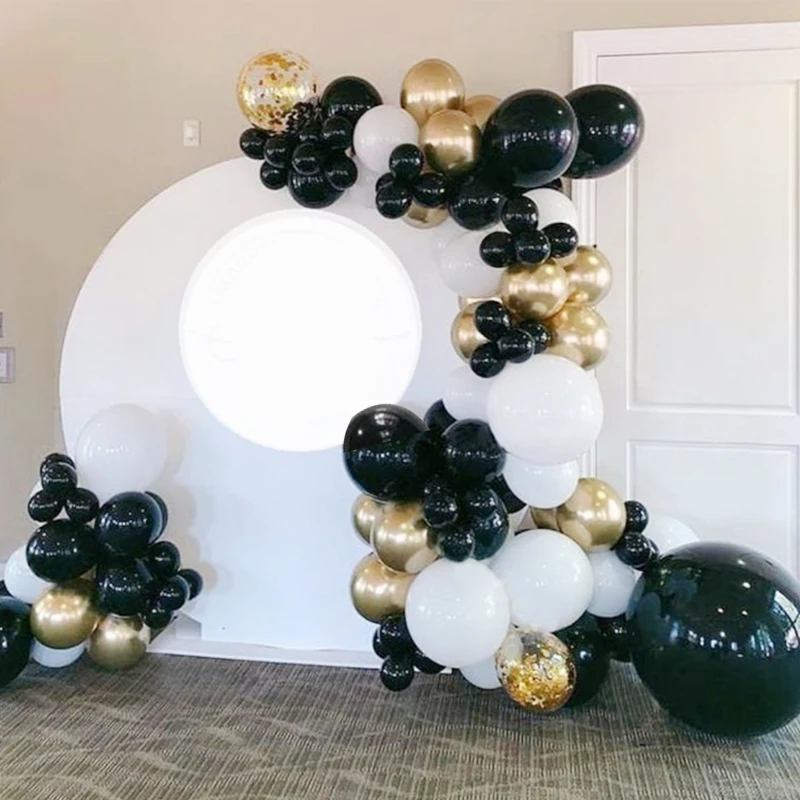 

118pcs Black White Gold Confetti Balloon Garland Arch Kit Father's Day Supplies Wedding Birthday Party Decorations Baby shower