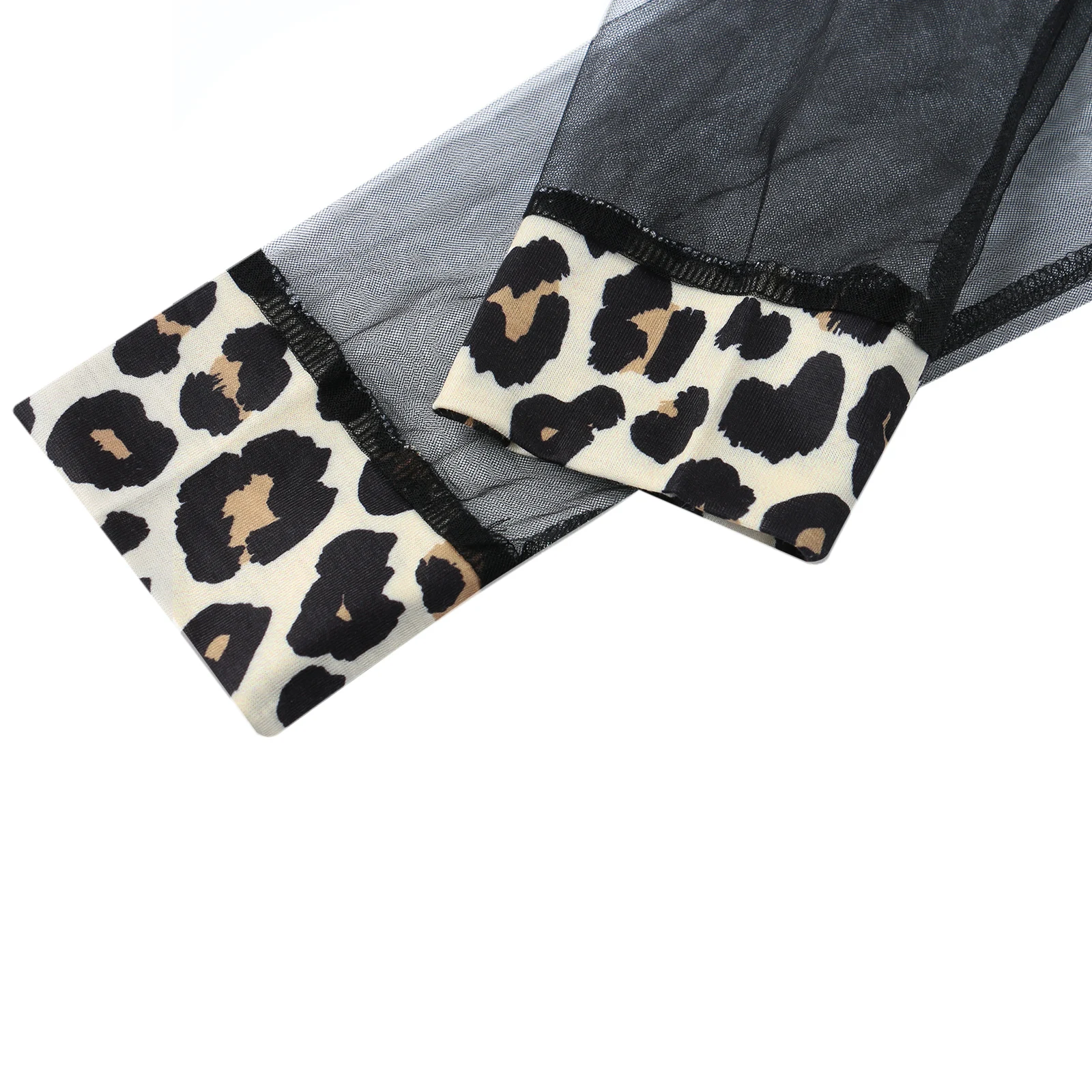 

Women Elegant Fashion Blouses Round Neck Mesh Sleeve Patchwork Leopard / Solid Color Shirts Tops for Female Ladies