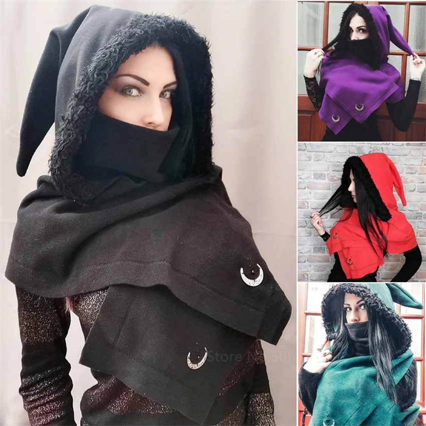 

Medieval Vintage Renaissance Gothic Cosplay Costumes for Women Simple Autumn Wizard Witch Shawl Victorian Vampire Decoration