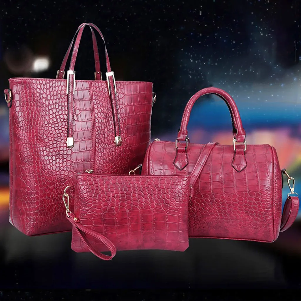 

3pcs/set Large Capacity Shoulder Bag For Female Crocodile Pattern Crossboby Bag Lady Gold Silver Women Tote Handbags #T2G