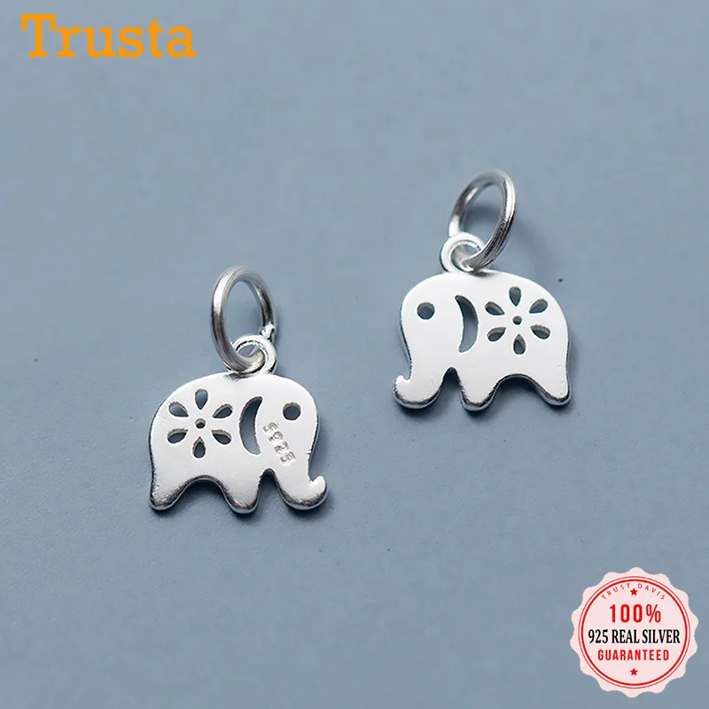 

TrustDavis Новая мода Настоящее серебро 925 пробы милое животное слон Очаровательная подвеска ручной работы DIY аксессуары Оптовая продажа DZ13
