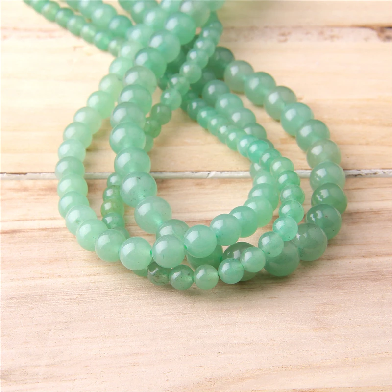 Натуральный зеленый авантюрин нефрит Круглый незакрепленный Камень Бисер для